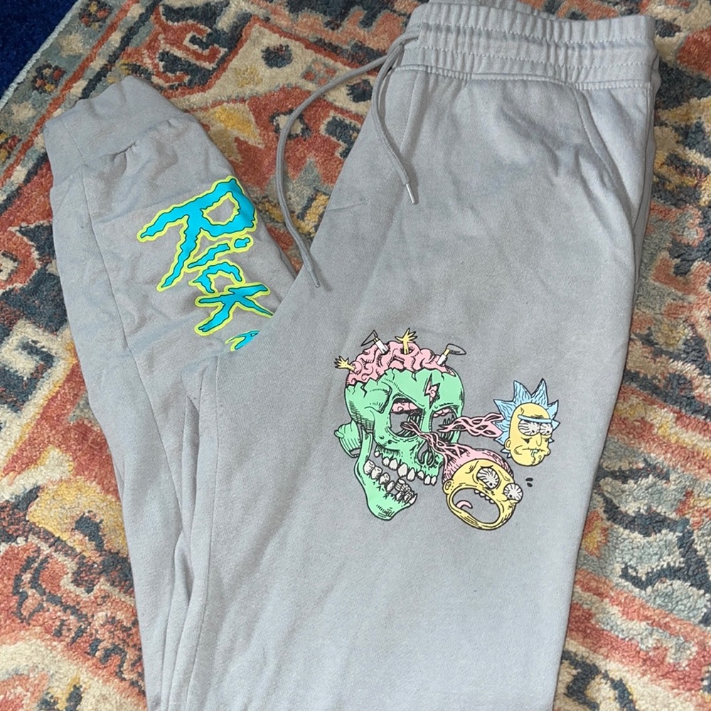 Grey Rick and morty sweat pants